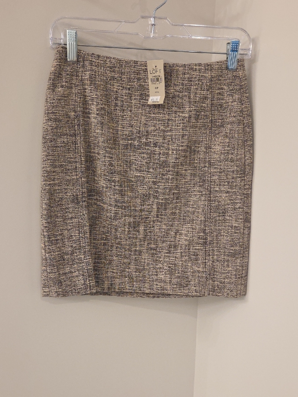 LOFT Neutral Tweed Pencil Skirt in Beige and Gray